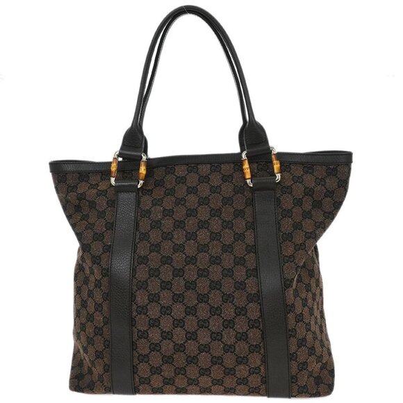 Gucci Brown Bamboo GG Handbag - Picture 1 of 10